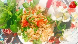 Необычный вкусный салатик с тунцом и макаронами