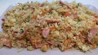 Вкусный РИС на сковороде с овощами и колбаской СЫТНЫЙ обед ( ужин ) Простой рецепт вкусного риса
