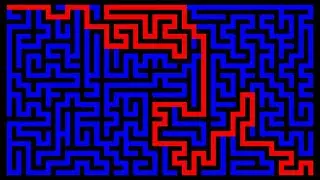 Shortest Path Finder Solves a Hunt and Kill Maze (Full Length)