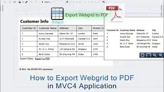 How to Export Webgrid to PDF in asp.net MVC4 Application
