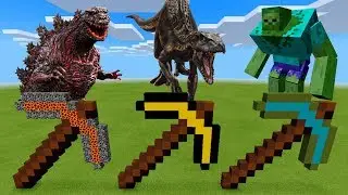 MCPE: DO NOT CHOOSE THE WRONG PICKAXE (Mutant Zombie, Indoraptor & Godzilla)