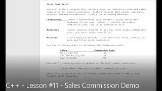 C++ - Lesson #11 - Sales Commission Demo