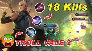 TROLL VALE Build MM Items AGAIN ! MVP 18 Kills Gameplay |  New Emblem Mobile Legends