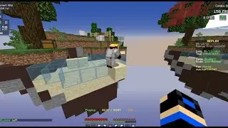 Skywars player tries to bridge with sand...