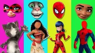 Wrong Face Spiderman Moana Ladybug Talking Tom Finger Family Song And Learn Colors