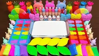 SATISFYING WITH CLAY MAKEUP & RAINBOW ! Mixing Random Things Into Glossy Slime 