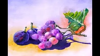 Watercolor painting - Grapes and plums / Suluboya çizim - Üzüm ve erikler 