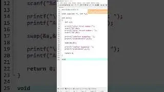Program to swap two numbers using third variable using function call by reference in C programming