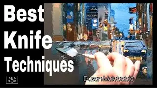 Knife and Brush Technique Of Landscape Painting #art #knifetechnique