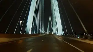 Stan Musial Veterans Memorial Bridge (I-70) night approaches & crossings, St. Louis
