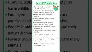 Essay on World Wildlife  Day 