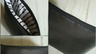 Amazing leather cosmetic bag made @ home ..