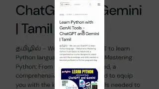 தமிழில் - Learn Python in 15 Days? Best Python Course (Fast & Easy) #pythontamil #chatgpt #gemini