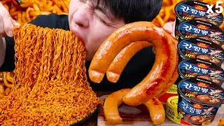 ASMR 삼양 역대급 신상 4배 더 매워진 간짬뽕 엑스 & 킬바사소시지 & 참치캔 먹방 SAMYANG GAN JJAM-BBONG & KIELBASA SAUSAGE MUKBANG
