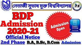 NSOU BDP Online Admission 2020-21 || B.A, B.Sc, B.Com Admission for NSOU  || 2nd Phase Admission