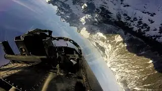 F-15E Goes Inverted Over HUGE Mountains | Engine Noise