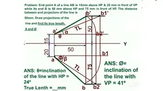 PROJECTION OF LINE | PROBLEM 3