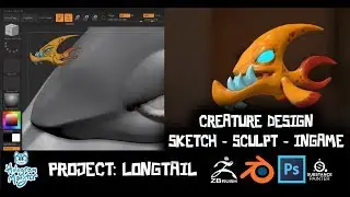 Complete creature design from sketch to 3D - Piranha creature