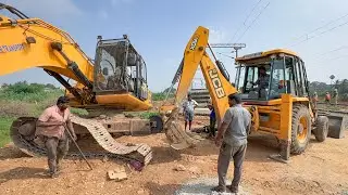 JCB 3DX Helping to JCB 205 Excavator Track Wheel Insert and Chain installation | JCB Excavator