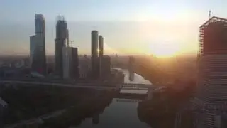 Москва сити утром с высоты птичьего полета