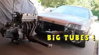 Budget K Swap CRX Pt10 : 4-1 Header install + Subframe Mod