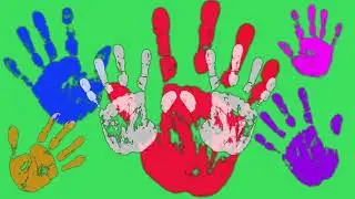 Color Hand Prints on Green Screen