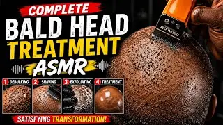 Complete Bald Head Treatment ASMR | Debulking, Shaving & Exfoliating Transformation @KendallSweatSr 