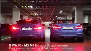 BMW M4 Eisenmann vs M Performance exhaust sound (아이젠만, M퍼포먼스 배기음 비교)