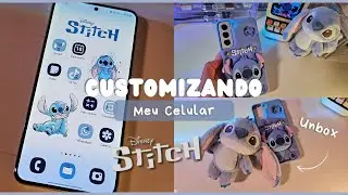 organizando meu SAMSUNG | BLUE stitch - unbox capinha