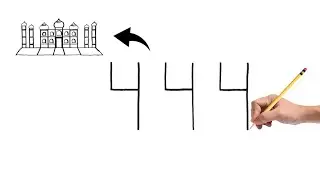 How to Draw Taj Mahal Picture from number 444 | Very Easy Drawing