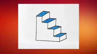 3D Staircase Easy Drawing | Step by Step | How to draw Cute Easy 3D Staircase Drawing