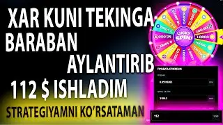 BARABAN AYLANTIRIB VA O'YIN O'YNAB INTERNETDA QANCHA PUL ISHLADIM? INTERNETDA SARMOYASIZ PUL ISHLASH