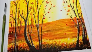 Easy Acrylic Painting Autumn Scene｜How To Painting For Beginners Step By Step｜ASMR RELAXING
