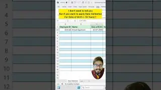 Want to Use Data Validation for DOB in Excel‼️Use Amazing Function #exceltutorial #exceltips #shorts