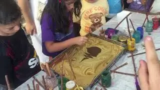 KÜÇÜK YÜREKLERLE EBRU SANATI GÜL YAPIMI