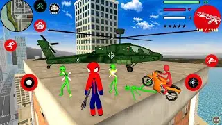 Amazing Spider-Stickman Rope Hero Military Helicopter - Fun at NY City - Android Gameplay