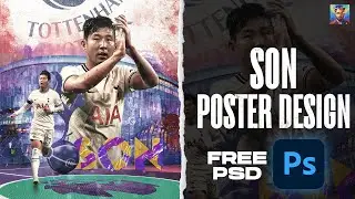 FREE PSD 🔵⚪ | SON HEUNG-MIN Poster Design | Photoshop Tutorial | Praveenkumar.psd