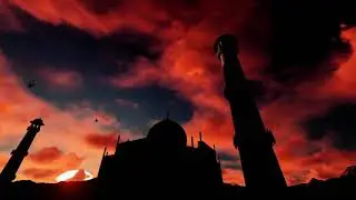 Red sky over silhouette of Taj Mahal  [TAJ MAHAL OF INDIA] Time laspe of tajmahal in sky