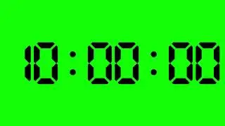10 Minutes Digital Countdown Green Screen 4K Black