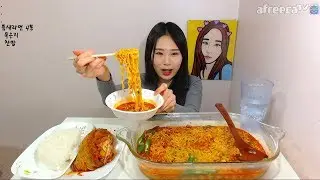 틈새라면 청양고추 묵은지 찬밥 먹방 Mukbang eating show 171205