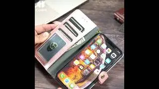 Casebus - Zipper Wallet Phone Case - Credit Card Holder Slot Leather Flip Kickstand Magnetic Cover
