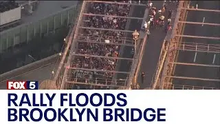 Pro-Palestinian rally floods Brooklyn Bridge