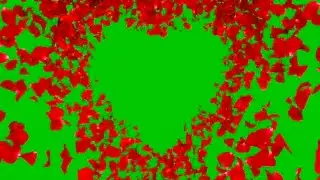 Beautiful and Romantic heart shaped frame with rose petals-Free Green Screen