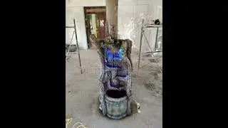 Фонтанчик из арт бетона своими руками в мансардном помещении.