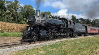 Norfolk and Western #475 Departing Groff's Picnic Grove - Railfanning - Strasburg, PA (9/22/24)