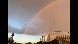 🌈 Красивое радужное небо столицы после дождя#москва