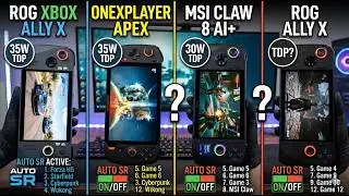 Rog Xbox Ally X 35W Vs OneXPlayer Apex 35W Vs Msi Claw 8 Ai 30W Vs Rog Ally X | 12 Game Test Auto SR