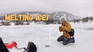 MELTING! Ice Fishing in Urban lake //  Rainbow Trout Fishing // Shannon Lake //