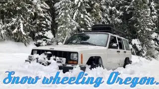 Snow Wheeling Oregon trails in my Jeep Cherokee