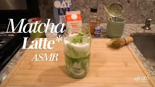Iced Matcha Latte ASMR | Vanilla cold foam on top!